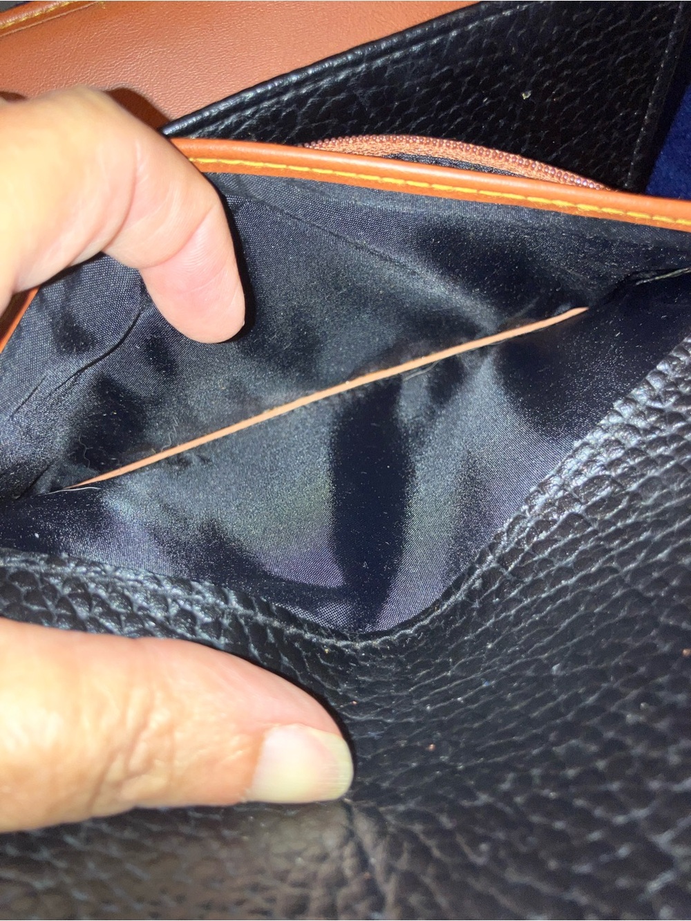 Dooney & Bourke Black Pebbled Leather Wallet with Tan Trim - Picture 14 of 16